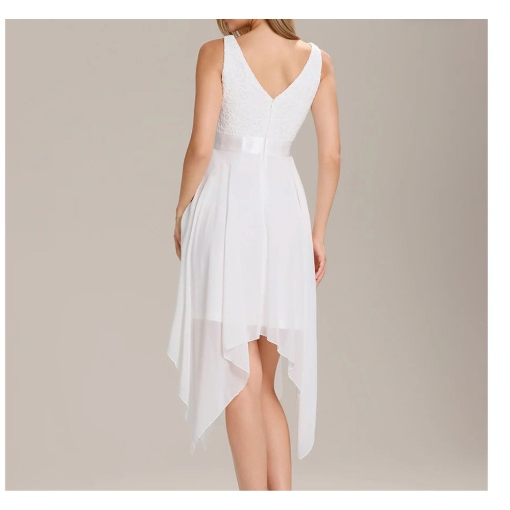 Ever-Pretty High-Low Dress Women Size 14 White New Lace Chiffon V-Neck EP00207 - Picture 3 of 14